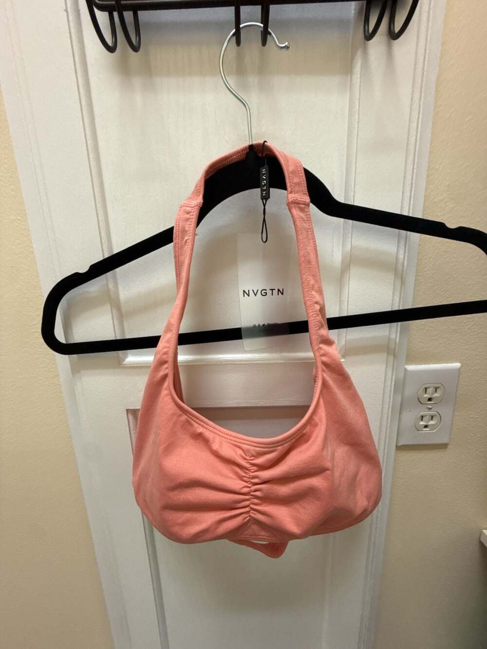 NVGTN Women's Ruched Halter Sports Bralette in Coral/Pink